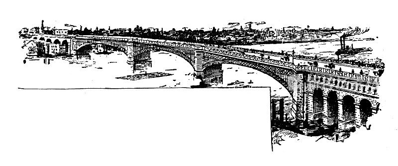 美国，密苏里州地标和公司的古董插图:圣路易斯，Eads圣路易斯桥
