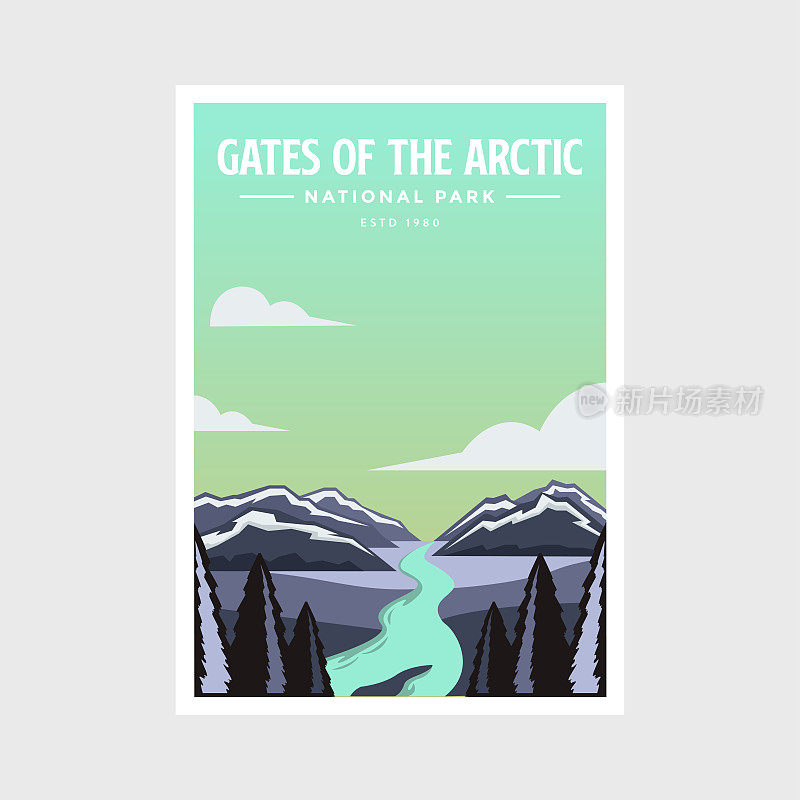 北极国家公园之门海报矢量插图设计