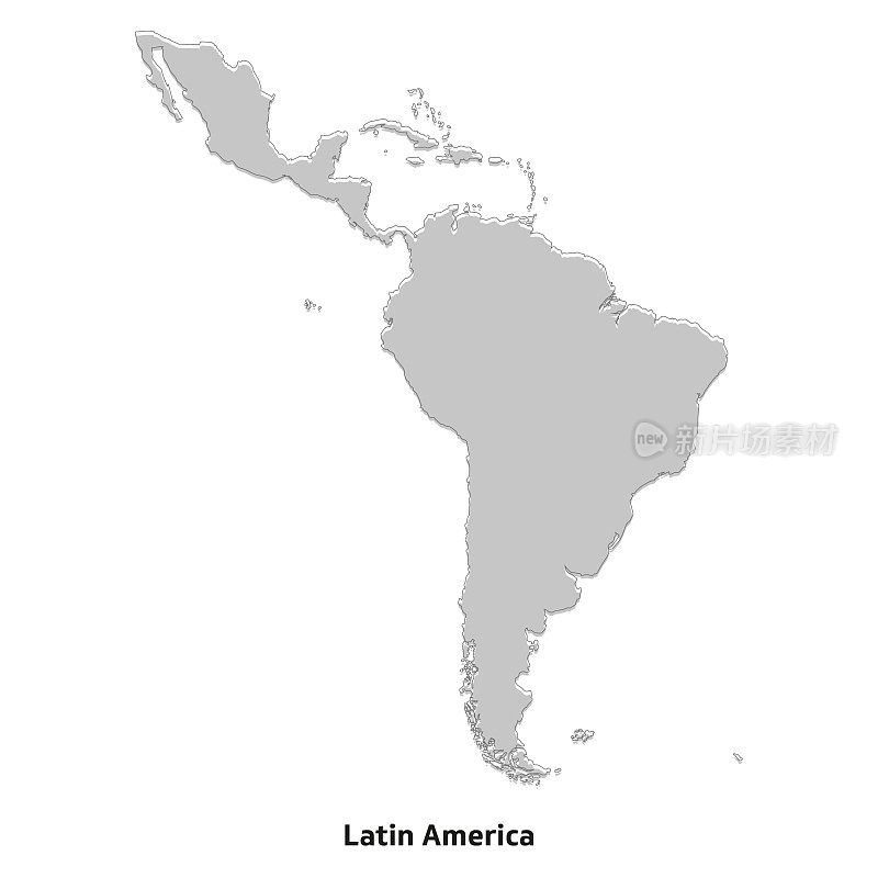 南美洲和中美洲地图。