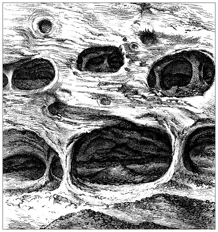 古董插图，地质学:瑞士洞穴