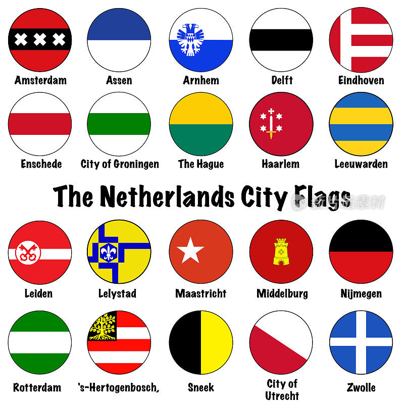 荷兰城市图标集合圈