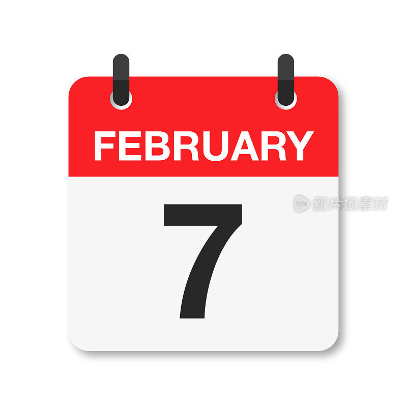 2月7日-每日日历图标-白色背景