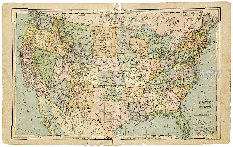 美国地图1875年