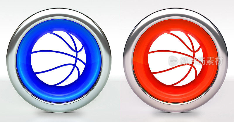 篮球图标按钮与金属环