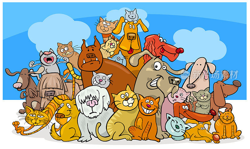 卡通的狗和猫的角色