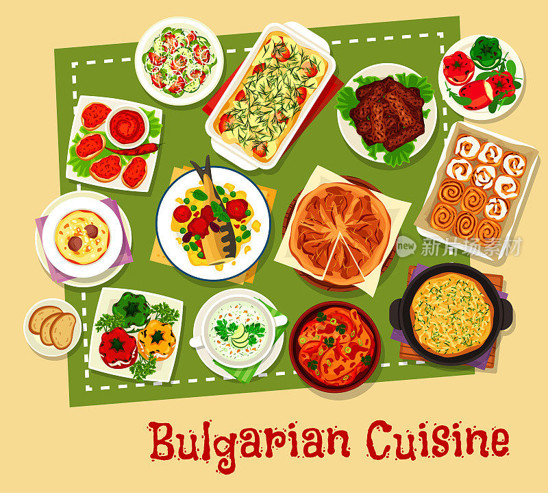 保加利亚美食餐厅菜单图标设计