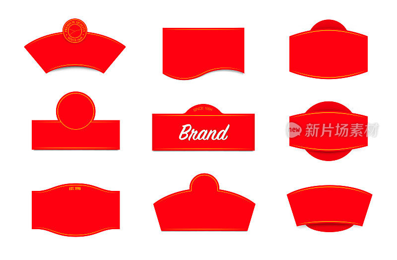 一套红色框架的品牌，标志。