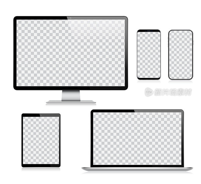 采购产品现实矢量数字平板电脑，手机，智能手机，笔记本电脑和电脑显示器。现代数码设备
