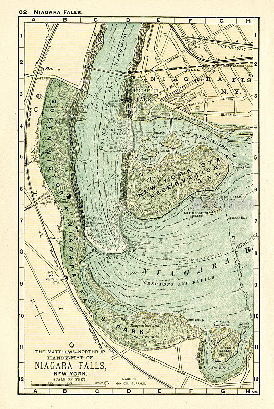 尼亚加拉大瀑布美国地图1898