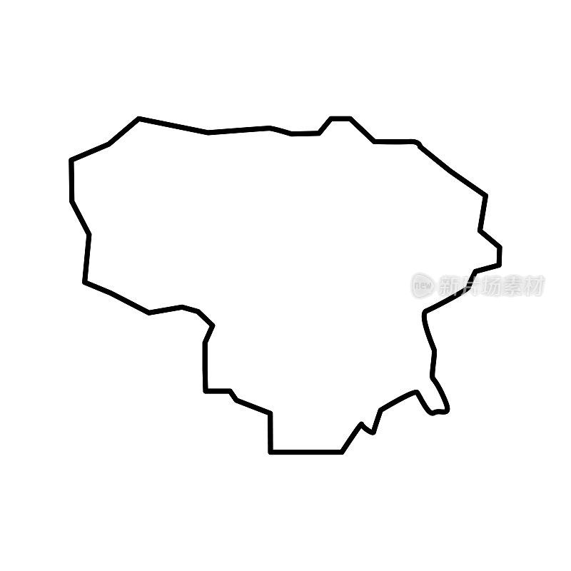 立陶宛的地图。立陶宛线性风格。线性图标