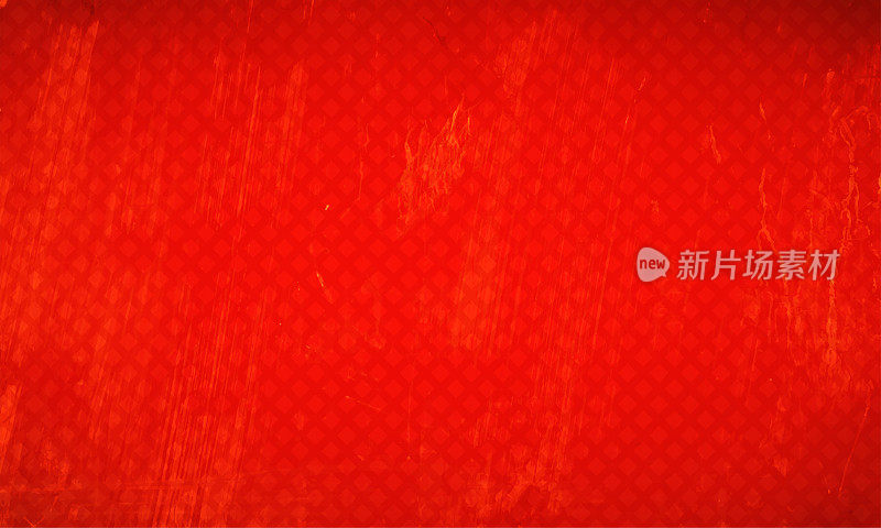 水平空空白亮红色矢量背景像一个划痕的乡村墙与半色调的模式在角落和边缘