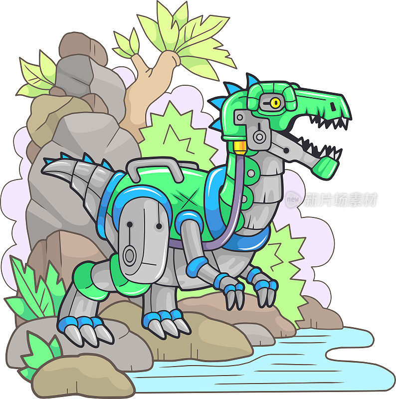 机器人恐龙重龙，有趣的插图