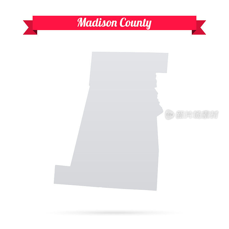 俄亥俄州麦迪逊县。白底红旗地图