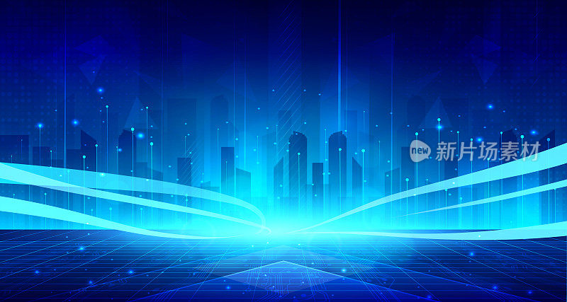数字科技元宇宙霓虹蓝绿色背景，网络信息，抽象速度连接通信，复古城市未来元科技，互联网网络连接，Ai大数据插画3d
