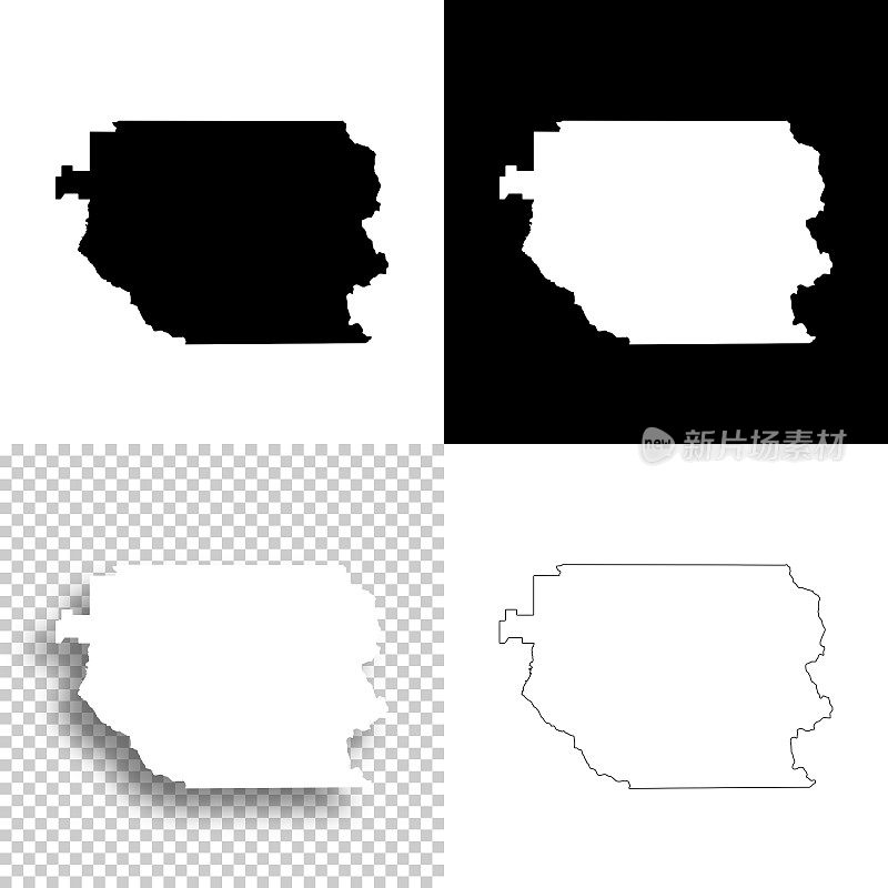 俄勒冈州克拉克马斯县。设计地图。空白，白色和黑色背景