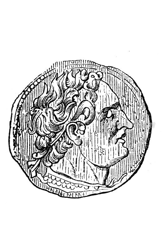 古硬币与托勒密一世的肖像救世主马其顿希腊将军
