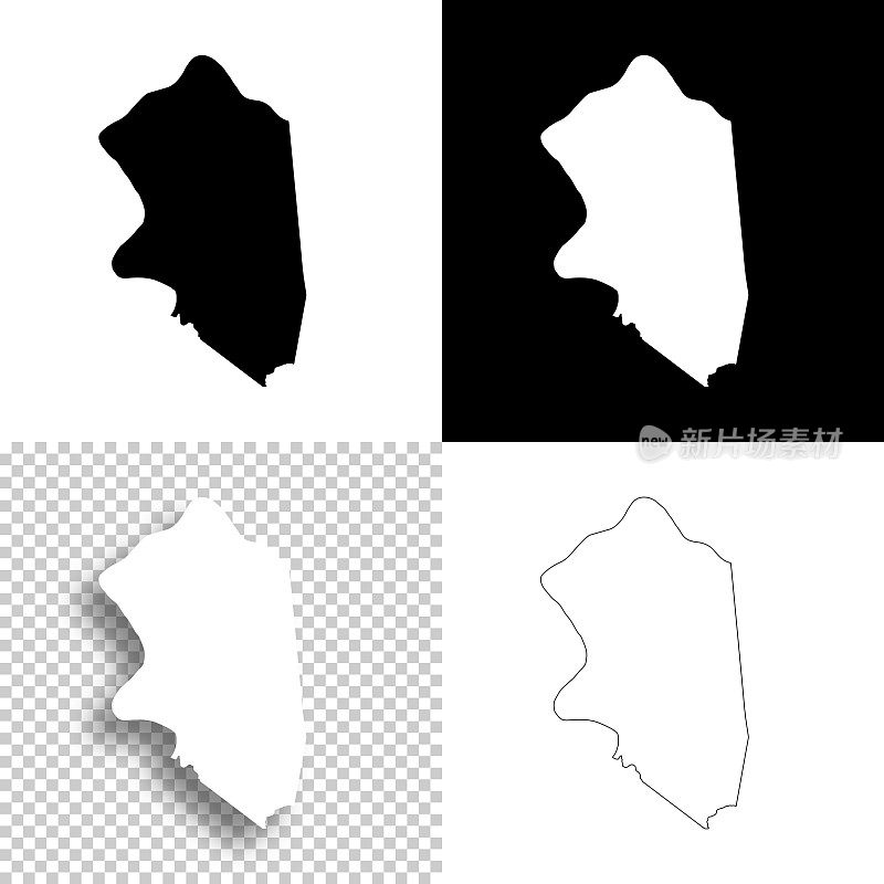 布恩县，肯塔基州。设计地图。空白，白色和黑色背景