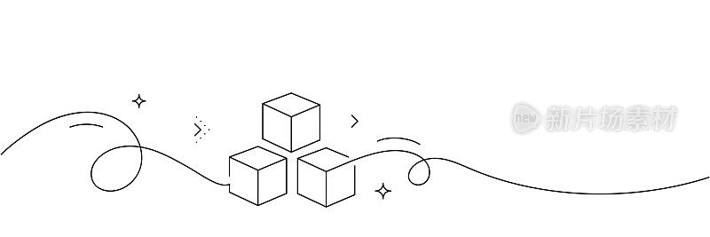 区块链图标的连续线条绘制。手绘符号矢量插图。