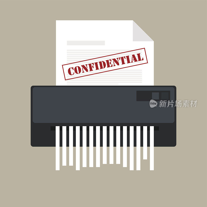 碎纸机机密图标和私人文件办公室信息保护