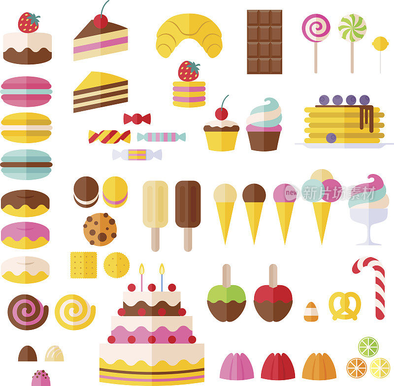 一组甜食图标。