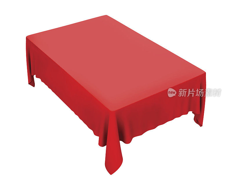 红色的台布放在桌子上隔离
