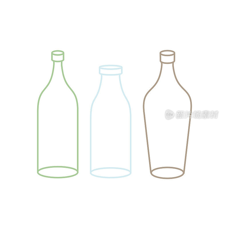 空玻璃瓶。白色背景上的透明烧瓶