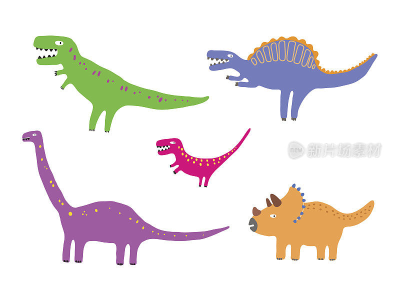 彩色恐龙矢量集