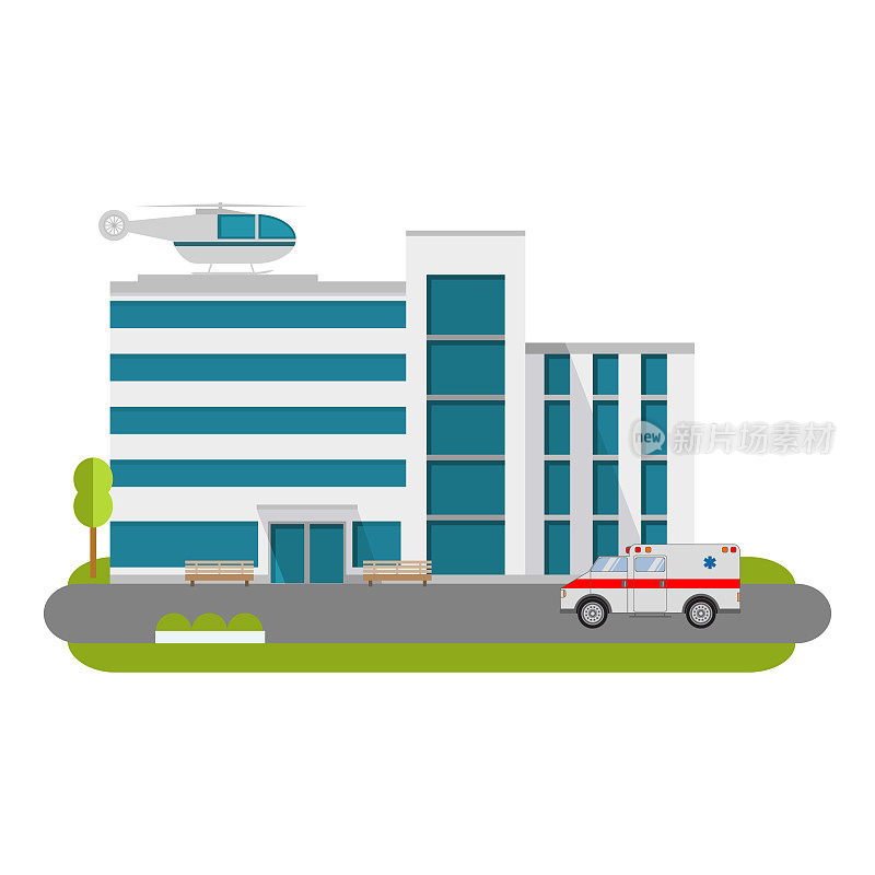 市医院大楼设有救护车扁平式和轿车及直升机式的医疗护理。城市的医疗诊所。