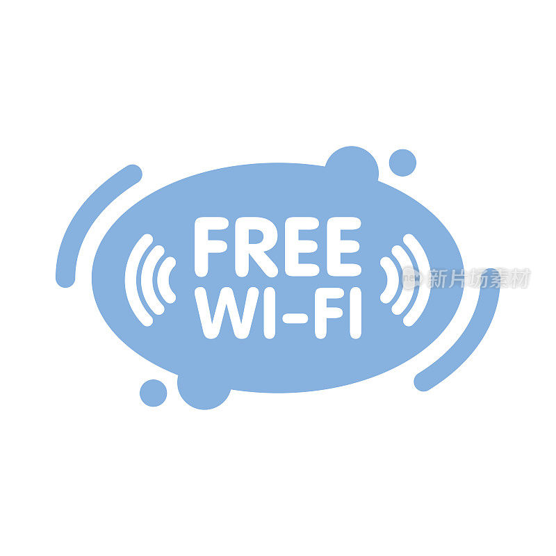 免费wi-fi区域标志在抽象线蓝色背景矢量插图