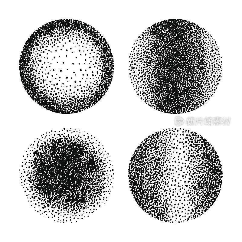 球体。点。一组用于设计的图形对象。手绘。矢量插图。