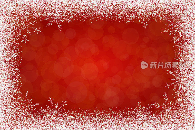 矢量圣诞雪框架上的红色散景背景