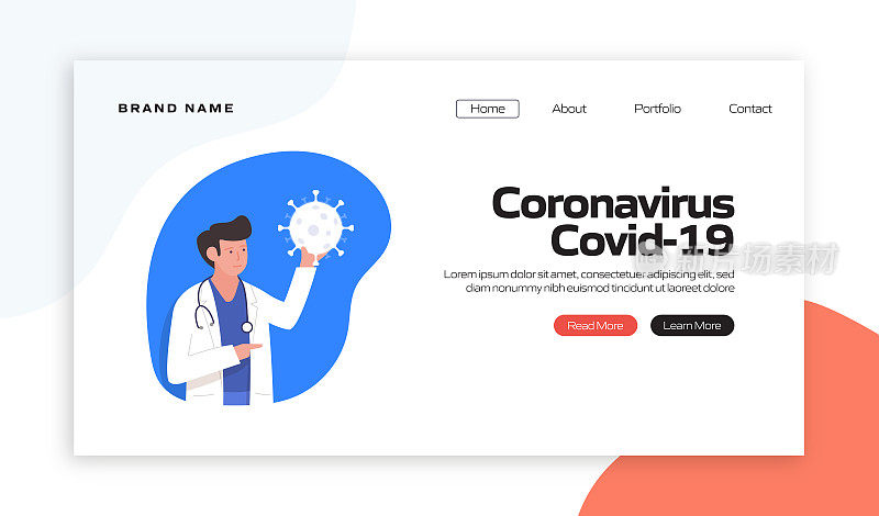 冠状病毒，新冠肺炎，大流行概念矢量插图登陆页面模板，网站横幅，广告和营销材料，在线广告，业务演示等。