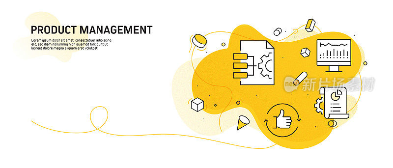 产品管理相关的现代线条风格矢量插图