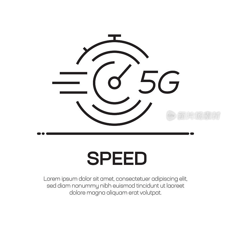 5G互联网矢量线图标-简单的细线图标，优质设计元素
