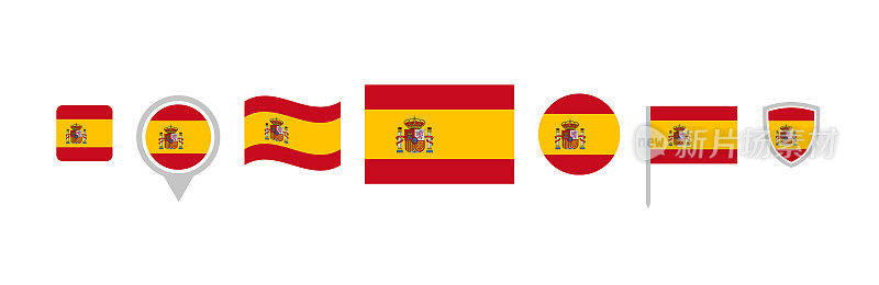 西班牙国旗图标向量集
