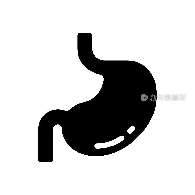 胃痛图标，矢量符号插图。