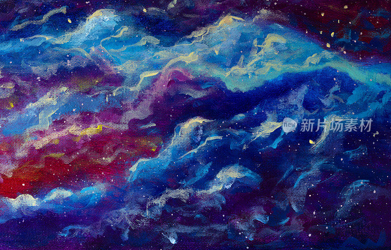 宇宙蓝紫色抽象背景画莫奈画克劳德印象派画宇宙和宇宙云在画布上