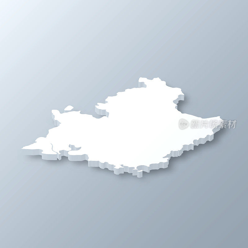 普罗旺斯-阿尔卑斯-蓝色海岸3D地图的灰色背景