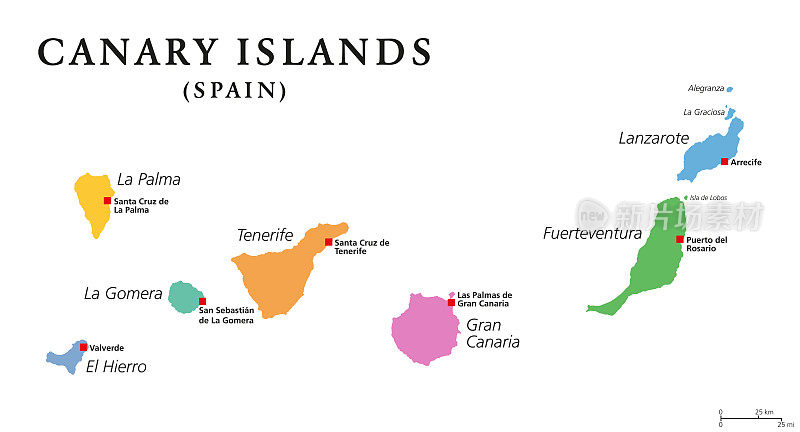 加那利群岛，加那利群岛，政治地图