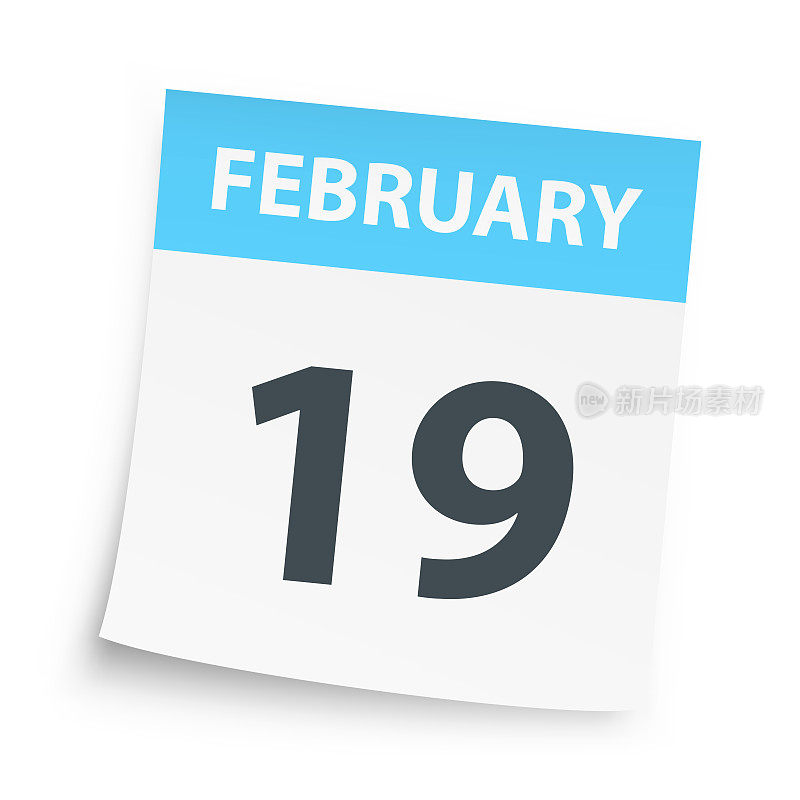 2月19日-每日日历的白色背景