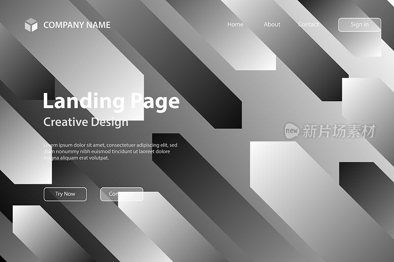 登陆页面模板-抽象设计与几何形状-流行的灰色梯度