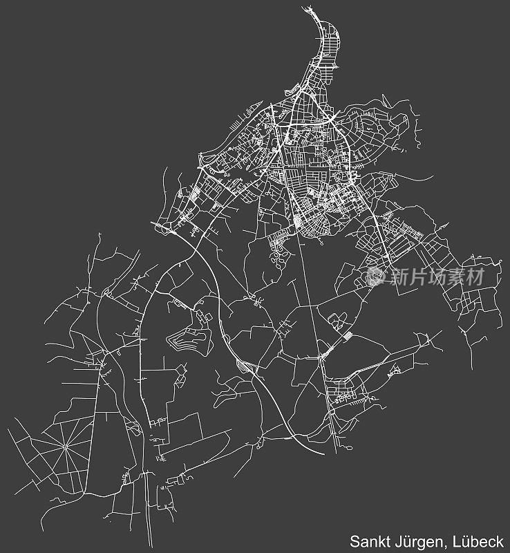 街道街道地图:JÜRGEN区，LÜBECK