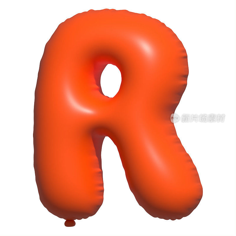 橙色氦气球3D字母R