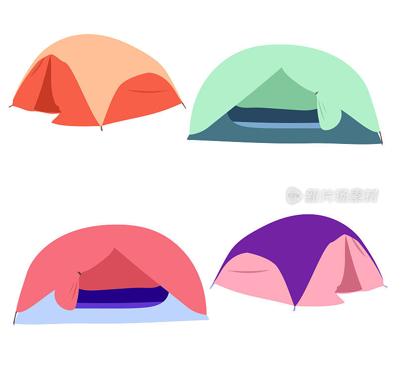 粉色和橙色的野营帐篷