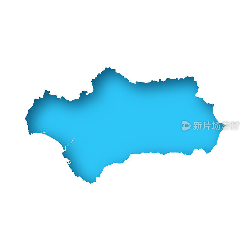 安达卢西亚地图-白纸，蓝色背景