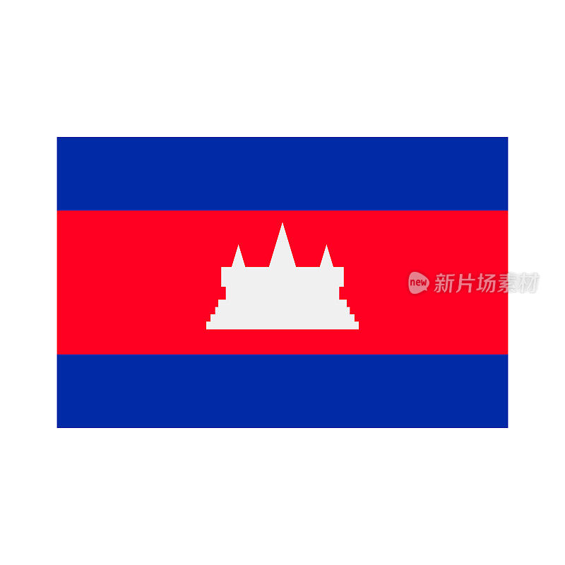 平面设计柬埔寨国旗图标。柬埔寨。向量。