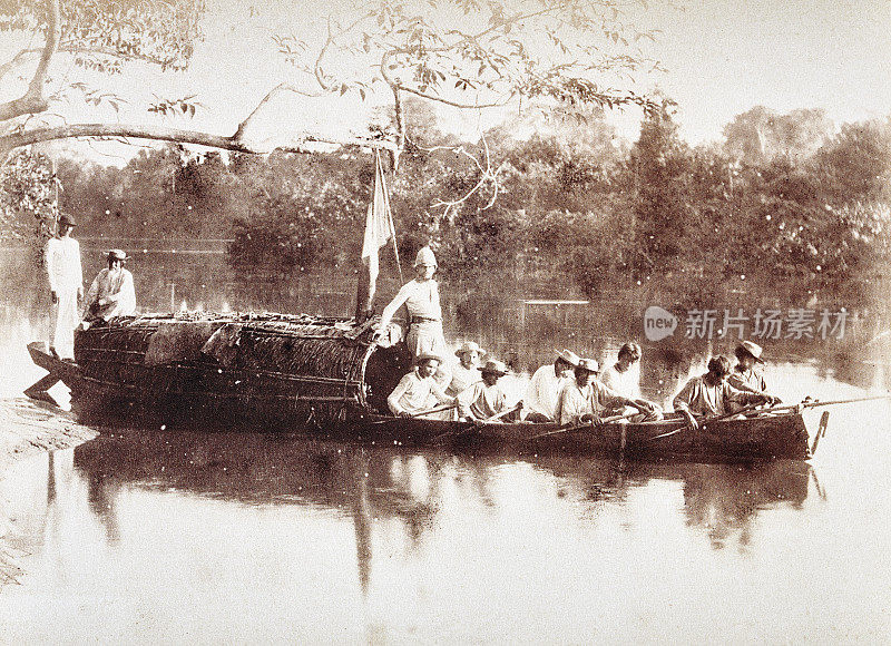 委内瑞拉，奥里诺科河，在独木舟上探险，1886年