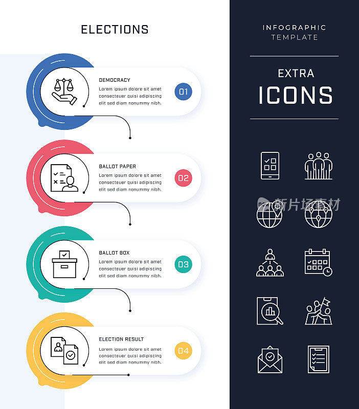 时间线信息图表模板和选举图标集