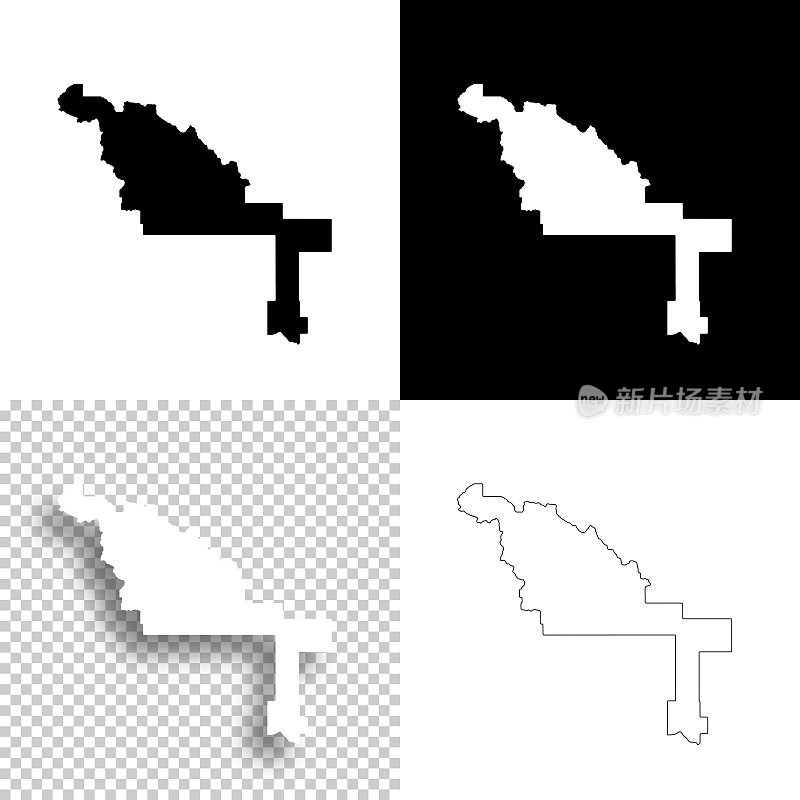 爱达荷州布莱恩县。设计地图。空白，白色和黑色背景