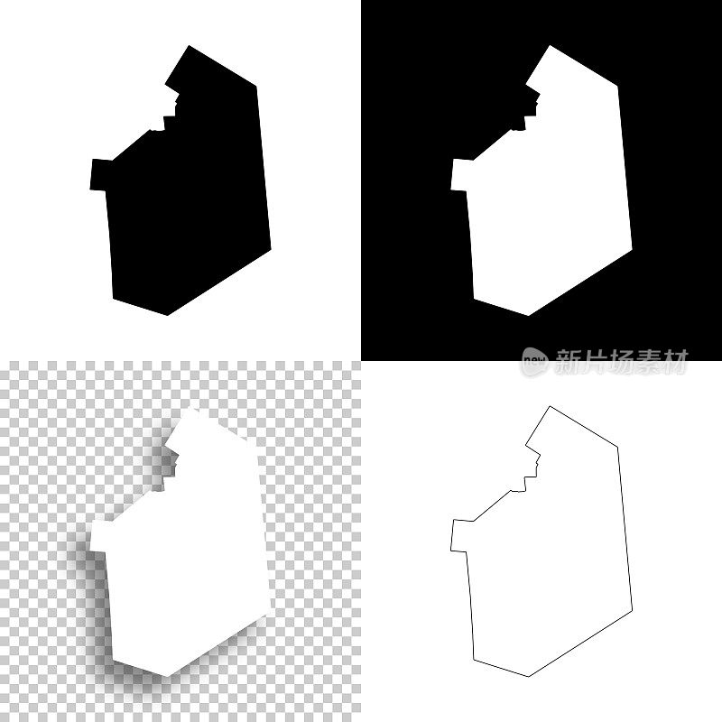 刘易斯县，纽约。设计地图。空白，白色和黑色背景
